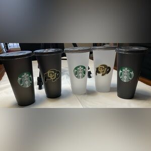 Starbucks Campus Collection Cold Cups with Yellow Straws featuring Colorado Buff